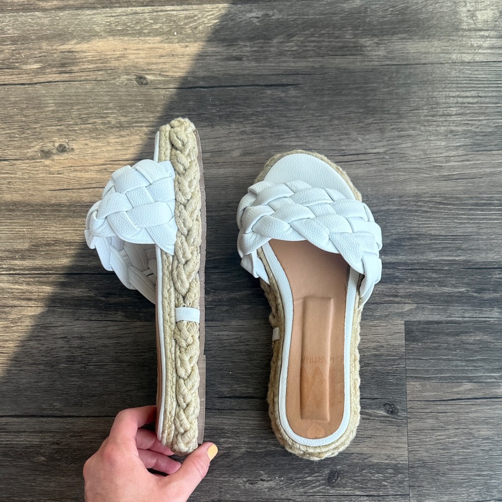 Elegant White Braided Espadrille Slides